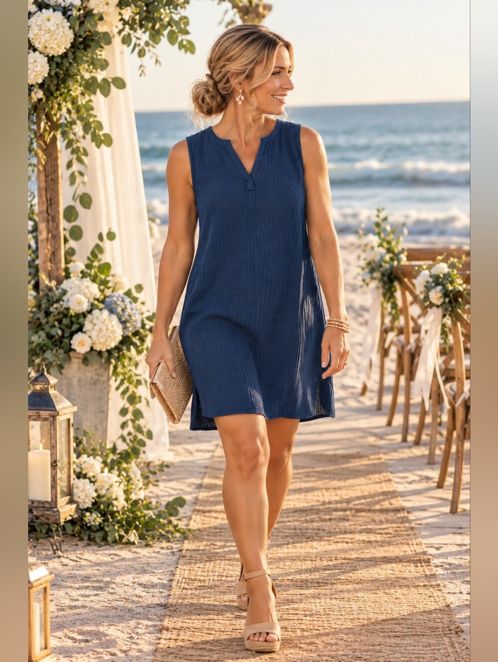Cotton Muslin Midi Dress